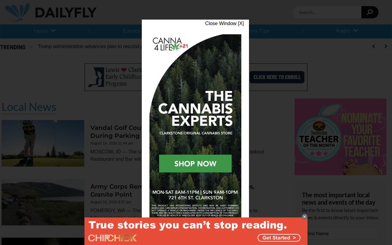 Dailyfly local news source used for Idaho County arrest coverage